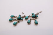 sterling silver and blue turquoise cluster chandelier earrings