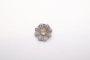Handcrafted Filigranist sterling silver daisy ring featuring a central yellow citrine gemstone