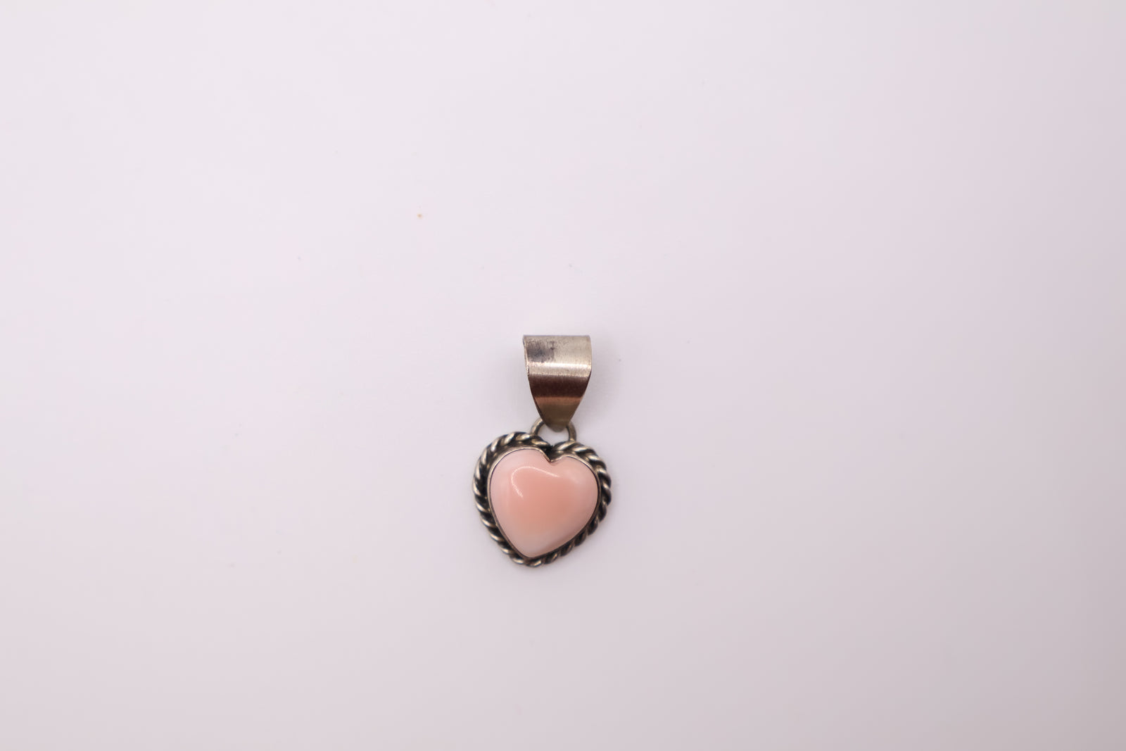 Sterling Silver Pink Conch heart Pendant