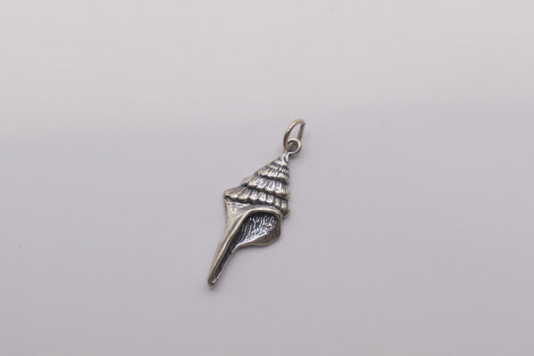 925 sterling silver conch shell charm with an oxidized finish