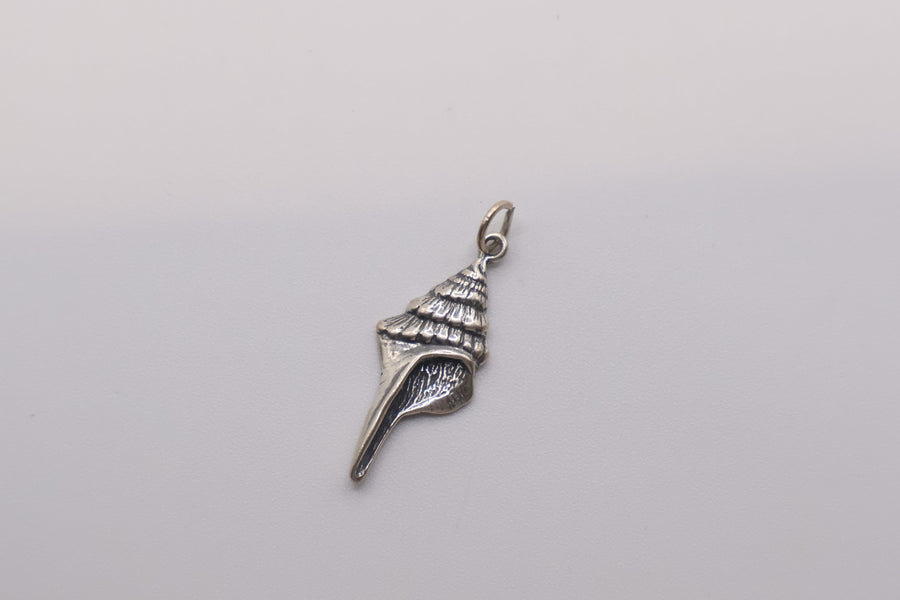 925 sterling silver conch shell charm with an oxidized finish