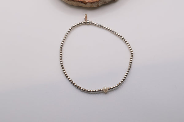 sterling silver cultured pearl and beads bracelet