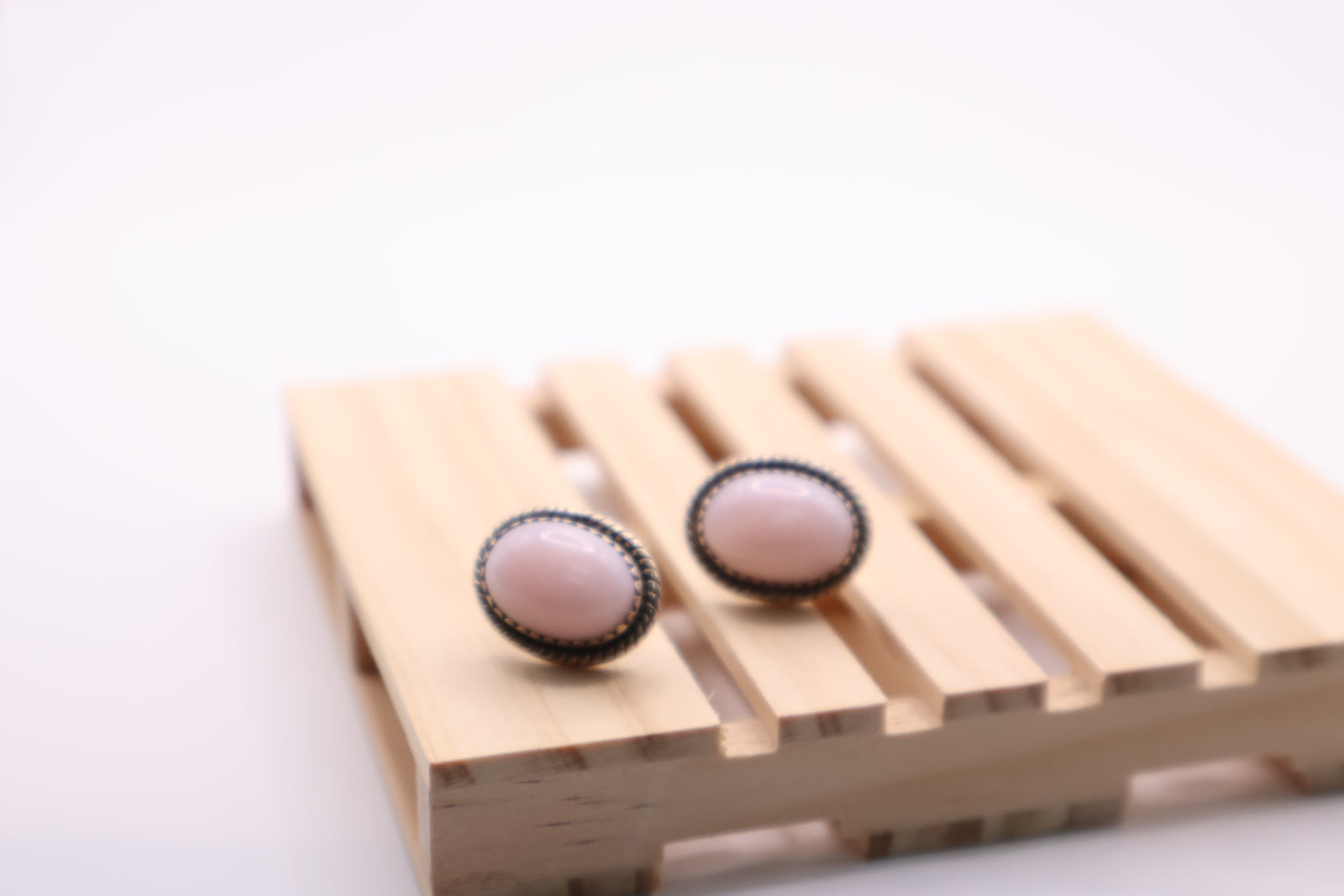 Sterling Silver Pink Opal  Earrings