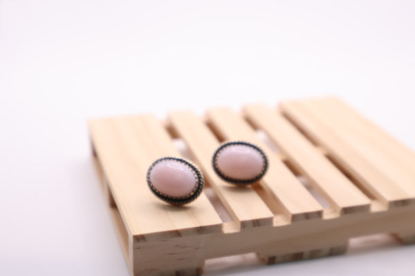 Sterling Silver Pink Opal  Earrings