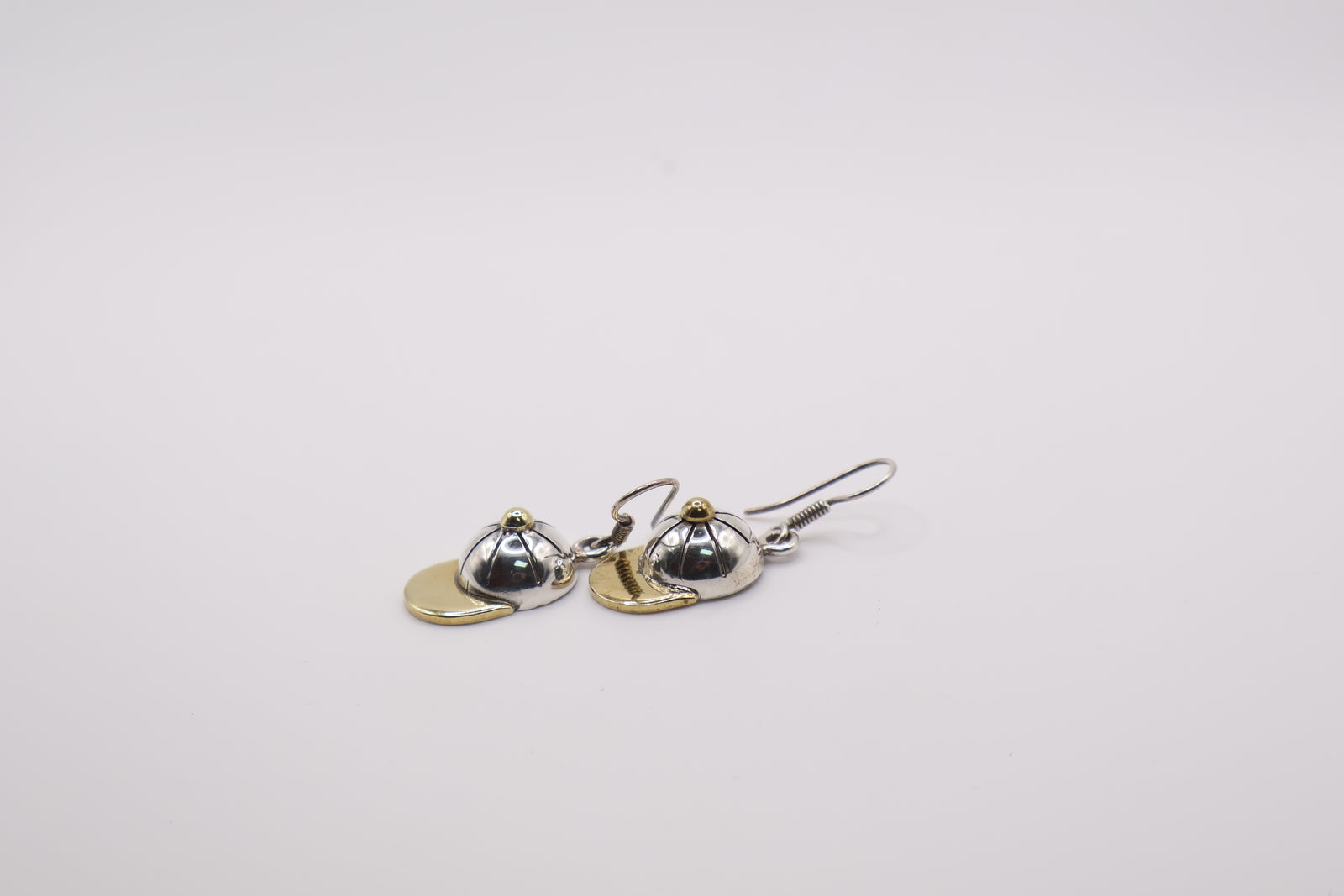 Sterling Silver Baseball Cap Earrings