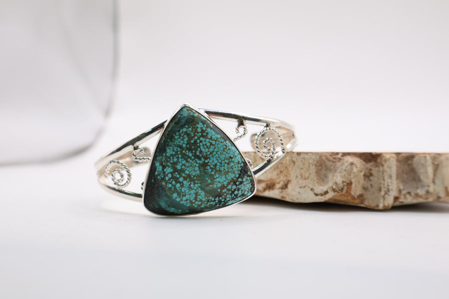 sterling silver Spiderweb cuff bracelet turquoise