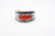 Sterling silver red spiny oyster shell cuff bracelet