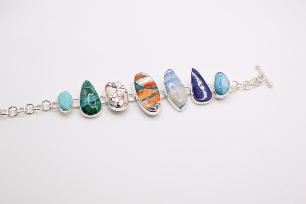 Sterling silver multi stone bracelet