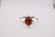 sterling silver red-orange spiny oyster shell cuff bracelet
