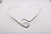 Hammered silver-tone metal collar necklace