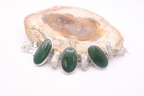 Sterling silver jade bracelet