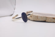 Sterling silver oval lapis lazuli gemstone cuff bracelet