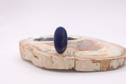 Sterling silver oval lapis lazuli gemstone cuff bracelet