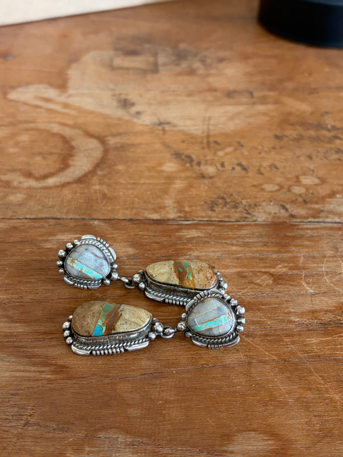 Sterling silver Roysten ribben turquoise Earrings