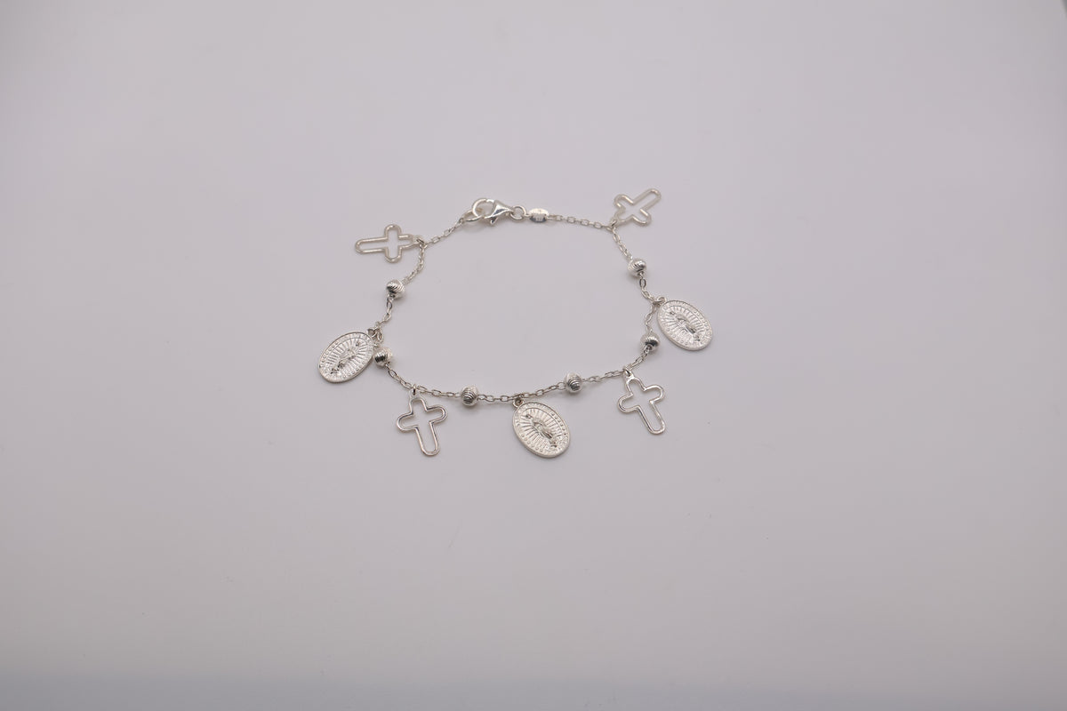 Sterling Silver cross charm bracelet