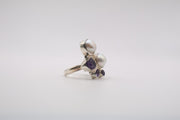 Sterling Silver Ring with pearl and amethyst gemstone
