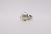 Sterling Silver pearl and blue topaz ring