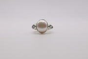 Sterling Silver pearl and blue topaz ring
