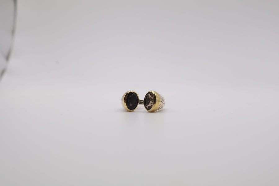Sterling Silver dark oval cabochon ring