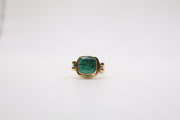 Sterling Silver cushion-cut green gemstone ring