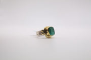Sterling Silver cushion-cut green gemstone ring