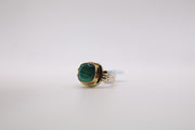 Sterling Silver cushion-cut green gemstone ring