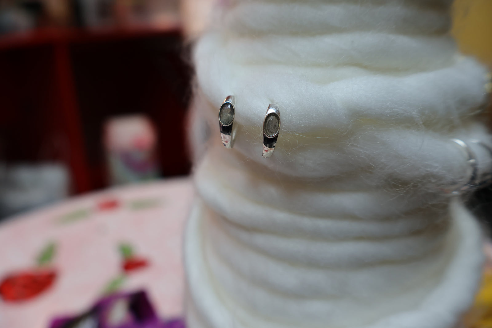 Sterling Silver Moonstone Huggies