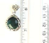 Sterling Silver 925 Pear Filigree Green Quartz Reversible Pendant Bali Jewelry