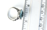 Sterling Silver 925 Square Blue Topaz Filigree Size 8 Ring Bali Jewelry