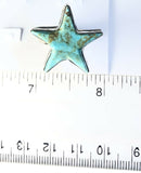Native American Sterling Silver Kingman Turquoise Star Ring. Size 9 Adjustable