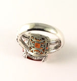 Sterling Silver 925 Square Cushion Citrine Filigree Size 9 Ring Bali Jewelry