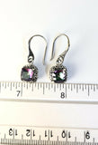 Sterling Silver 925 Square Faceted Mystic Topaz Filigree Earrings Bali Jewelry