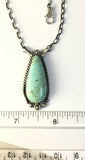 Native American Sterling Silver Navajo Kingman  Turquoise Bar Necklace. Signed.