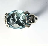 Sterling Silver 925 Oval Blue Topaz Filigree About Size 8 Ring Bali Jewelry