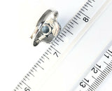 Sterling Silver Solid 925 Square Blue Topaz Filigree Size 9 Ring Bali Jewelry