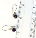 Sterling Silver 925 Round Amethyst Filigree Dangle Earrings. Bali Jewelry