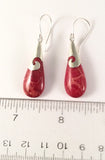 Sterling Silver 925 Pear Shaped Sponge Coral Dangle Earrings Bali Jewelry