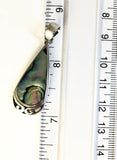 Sterling Silver 925 Pear Shaped Abalone Shell Filigree Pendent.