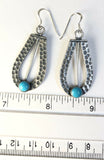 Native American Sterling Silver Navajo Indian Turquoise Dangle Earrings.
