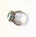 Sterling Silver 925 Pear Blue Topaz Filigree Size 8 Ring Bali Jewelry R8