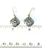 Sterling Silver 925 Square Blue Topaz Filigree Dangle Earrings Bali Jewelry