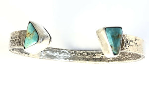 Native American Sterling Silver Kingman Turquoise Zuni Indian Cuff. Signed