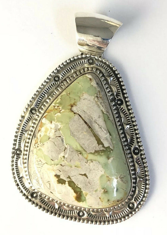 Native American Sterling Silver Navajo Royston Turquoise Pendant. Signed AL