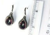 Sterling Silver 925 Pear Filigree Mystic Topaz Dangle Earrings Bali Jewelry