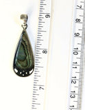 Sterling Silver 925 Pear Shaped Abalone Shell Filigree Pendent.