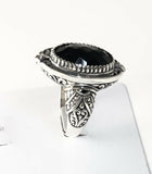 Sterling Silver 925 Oval Onyx Filigree About Size 8 Ring Bali Jewelry