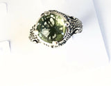 Sterling Silver 925 Round Green Amethyst Filigree Size 6 Ring Bali Jewelry