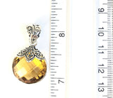 Sterling Silver 925 Bali Faceted Pear Shaped Filigree Citrine Reversible Pendant