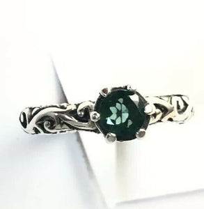 Sterling Silver 925 Round Green Quartz  Filigree Size 6 Ring Bali Jewelry
