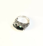 Sterling Silver 925 Oval Cushion Green Quartz Filigree Size 6 Ring Bali Jewelry
